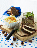 Meat loaf with hazelnuts and a vegetable and apple salad