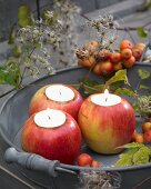 Apples used as tealight holders