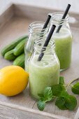 Cold cucumber soup with lemon and mint