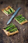 Puff pastry asparagus tart with bacon and cheese