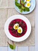 Young beetroot leaf soup with egg