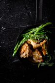 Fried lemon chicken with green beans
