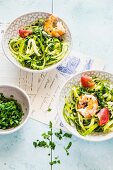 Marinated courgettes with prawns