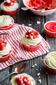 Red Velvet strawberry cupcakes with meringue