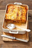 Moussaka with courgettes, potatoes and minced meat