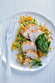 Curried vegetable rice with chicken breast