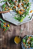 Rice salad with mackerel, rocket and dried apricots