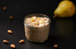 Chia seeds with pear cream and almonds (Paleo diet)