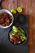 Pork collar with jasmine rice and broccoli (Asia)