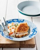 Chicken escalope with mashed potatoes and carrots
