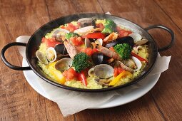 Mexican paella in a pan