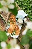 Salmon fritters with a caper and apple sauce for a picnic