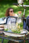 Lemon and mint iced tea for a picnic