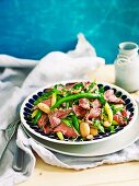 Lamb and three bean salad