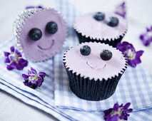 Blueberry smiley cupcakes