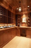 Elegant, country-house-style, fitted cabinets for storing wine