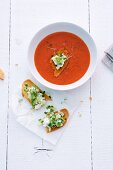 Tomato soup with crostini
