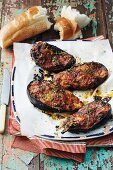 Stuffed aubergines with mozzarella and tomatoes