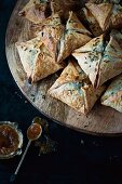 Pork and apple pies with chutney