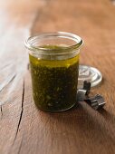 Homemade pistachio pesto