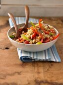 Fitness salad with vegetables, millet and chickpeas