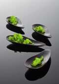 Green tobiko caviar from flying fish in shells