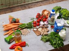 Various ingredients for vegetarian dishes