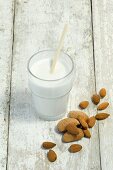 A glass of almond milk