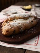 Stollen with icing sugar