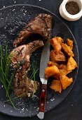 Grilled lamb chops with sweet potatoes