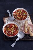 Moroccan chickpea soup with minced meat