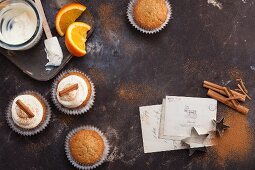 Winter cupcakes with orange and cinnamon