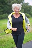 An older woman jogging