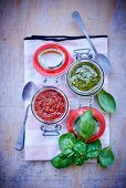 Tomato pesto and basil pesto