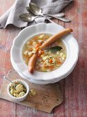 Classic potato soup with sausages
