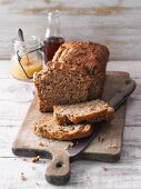 Courgette and apple bread with maple syrup and almonds
