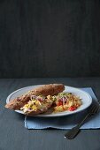 Wholemeal grain baguette with tomato scrambled egg
