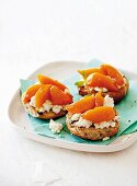 Brioche toast topped with ricotta and steamed peaches