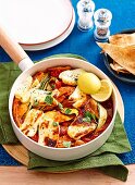 One-pan greek chicken and haloumi