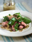 Beef salad with watercress and mustard sauce