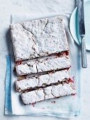 Rhubarb, lime and coconut slice