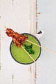 Parsley soup with bacon