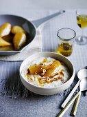 Semolina porridge with caramelised pears and hazelnuts