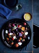 Oven roasted beetroot with yoghurt, quinoa and walnuts