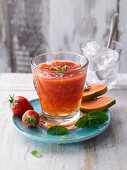 Strawberry and mint smoothie with papaya
