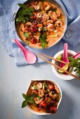 Sweet potato and ginger curry with prawns and tomatoes