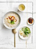 Brown rice congee with ginger and chilli-black bean sauce