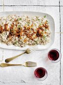 Rice and lentil risotto with pancetta
