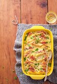 Cheesy Ham Bread and Butter Puddings