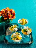 Coconut and rosewater kulfi with mango salad